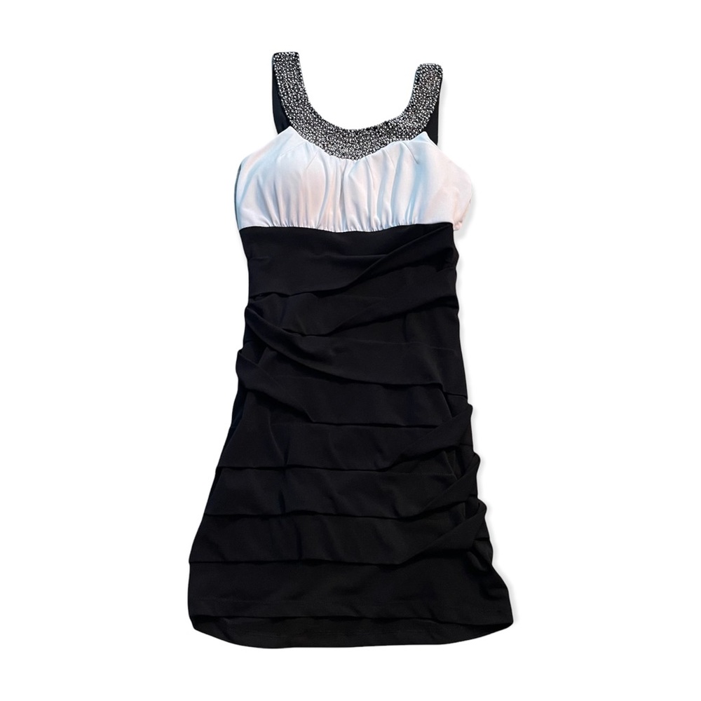 Deb Black And White Tight Wrap Prom Dress, Size Small